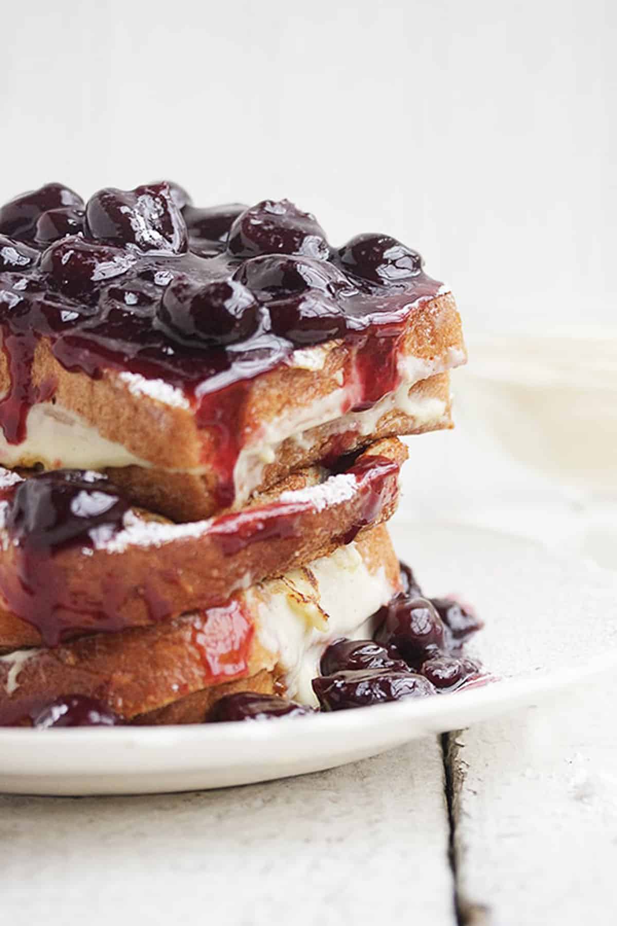 cherry French toast stacked