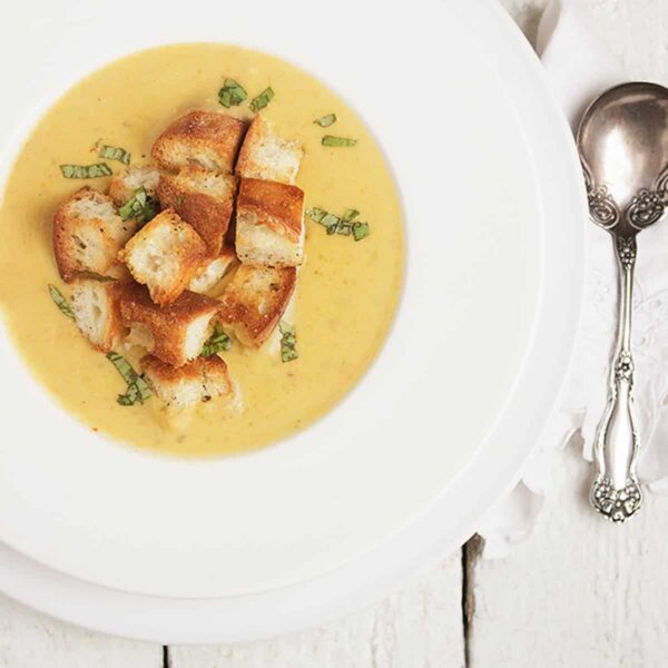cream of vegetable soup with croutons