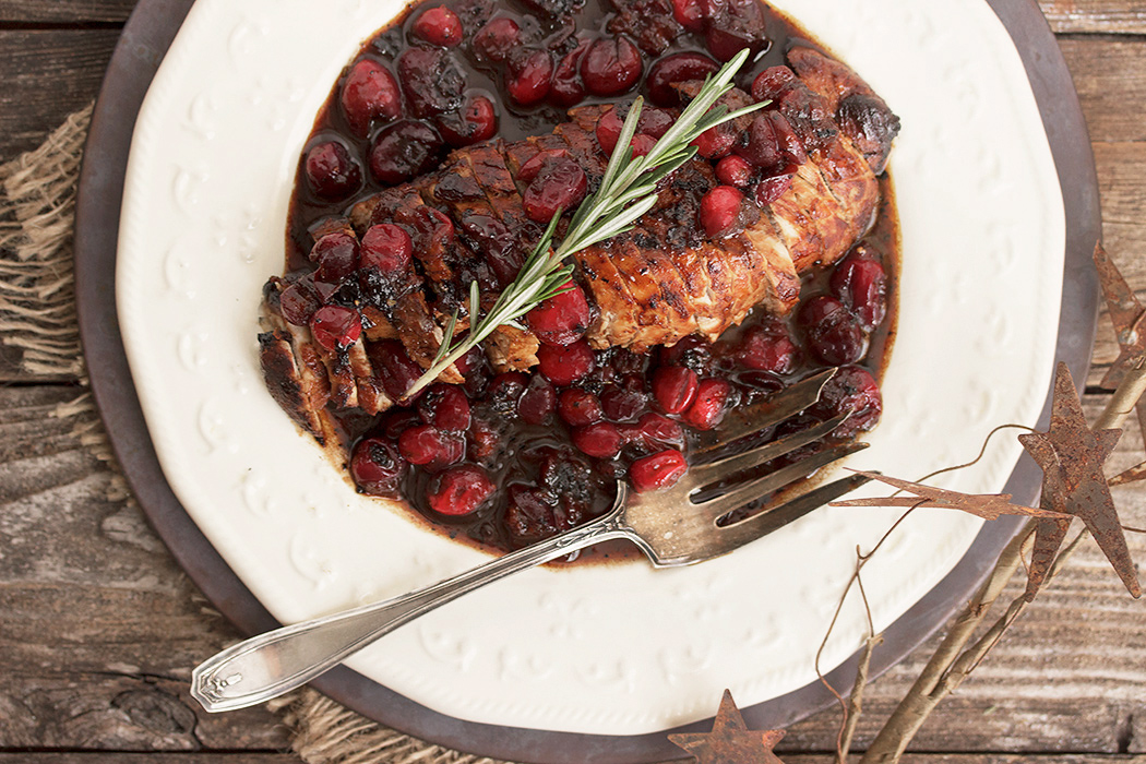 Pork Tenderloin with Cranberry Maple Balsamic Sauce