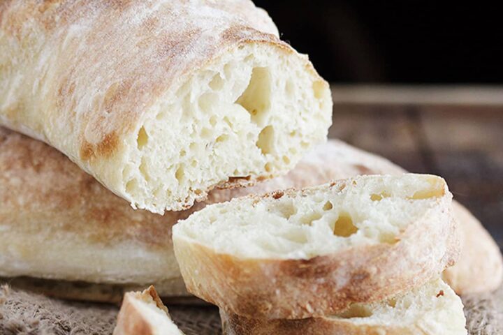 homemade ciabatta bread sliced