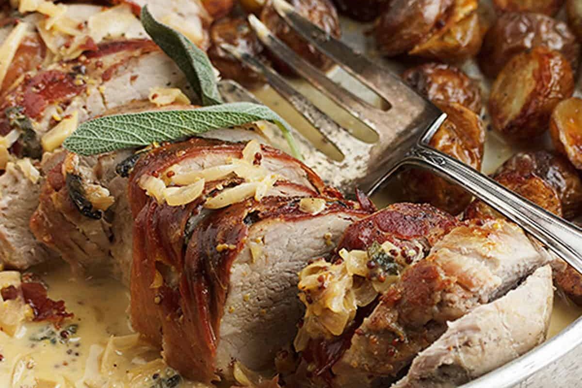 Prosciutto Wrapped Pork Tenderloin and Potatoes Seasons and Suppers