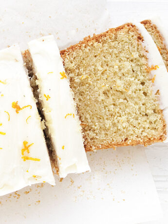 whole orange loaf cake sliced