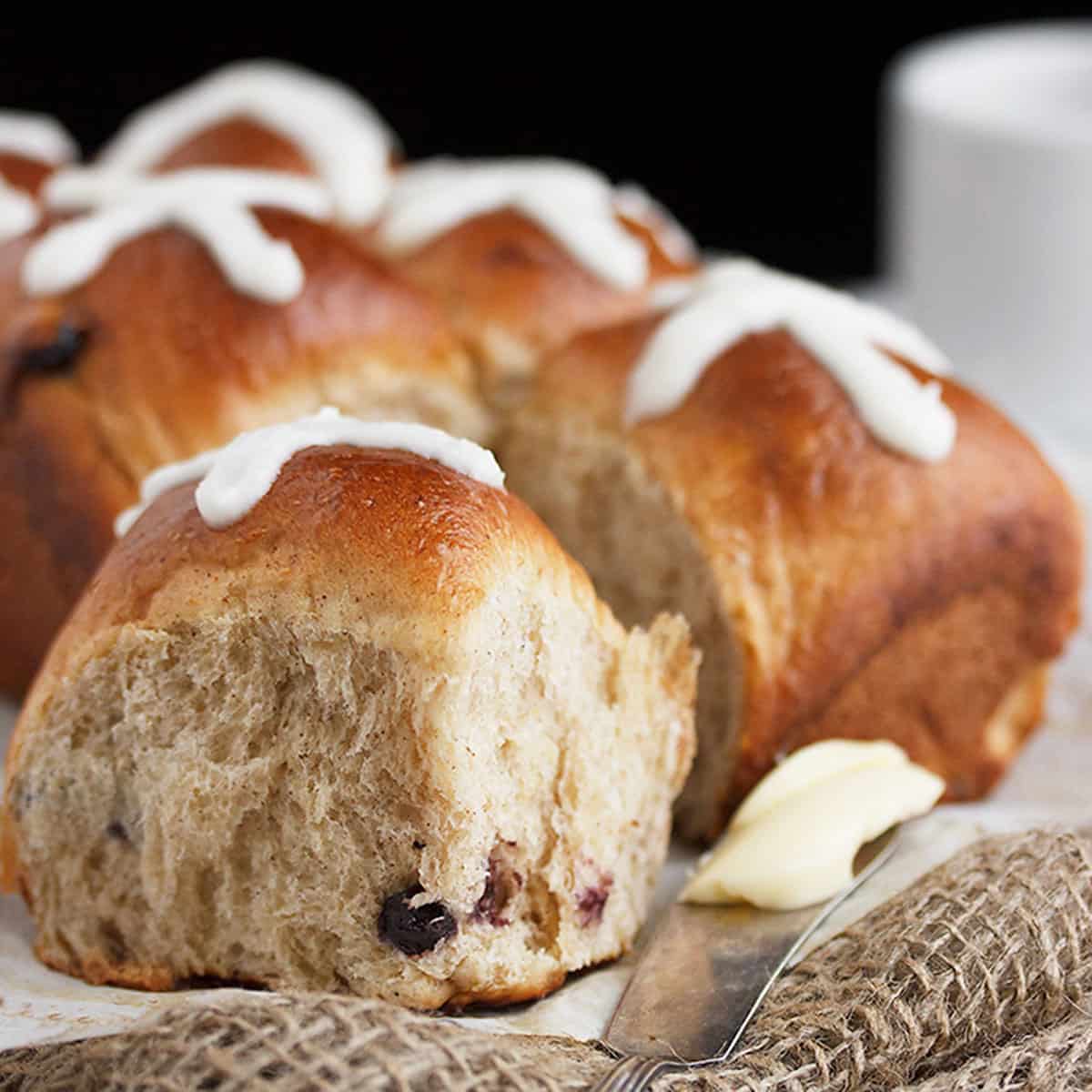 Blueberry Lemon Hot Cross Buns