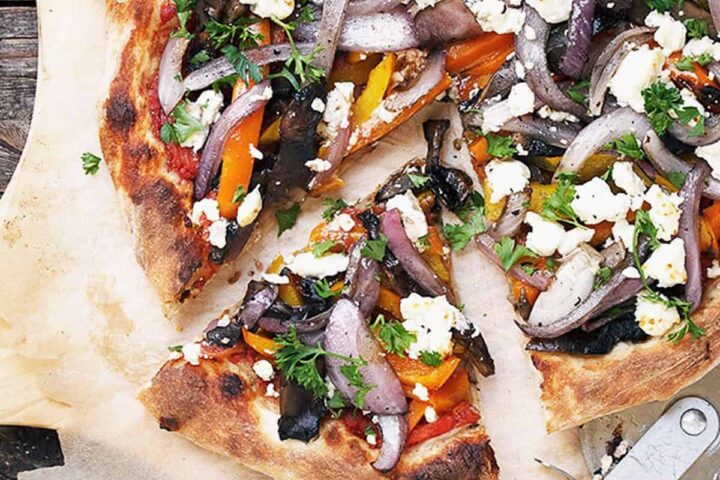 grilled vegetable pizza with goat cheese