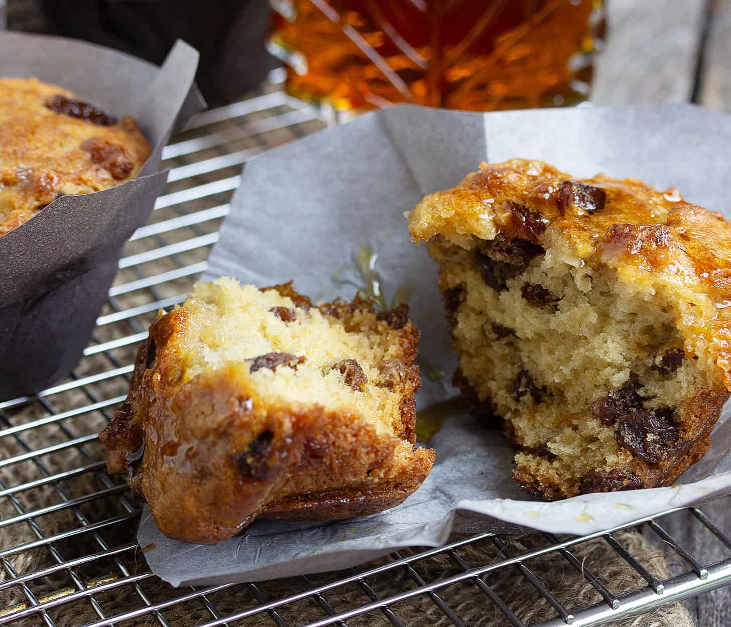 butter tart muffins on cooling rack