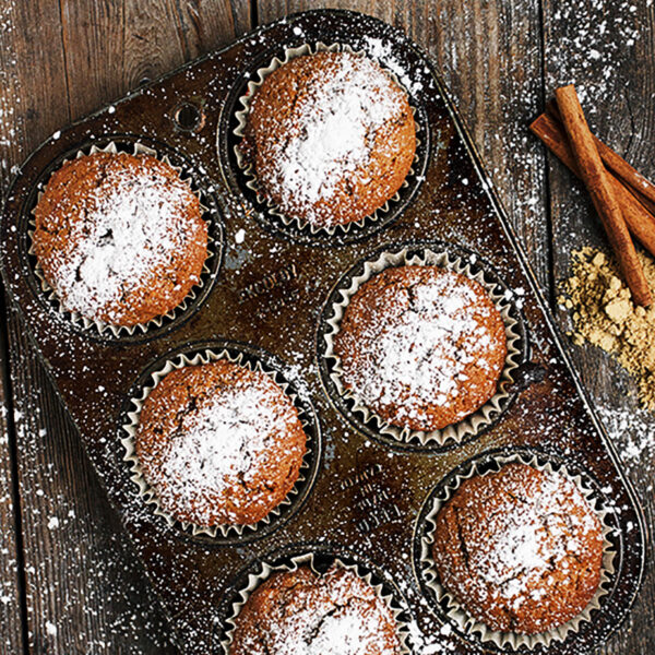 gingerbread muffins on muffin tin