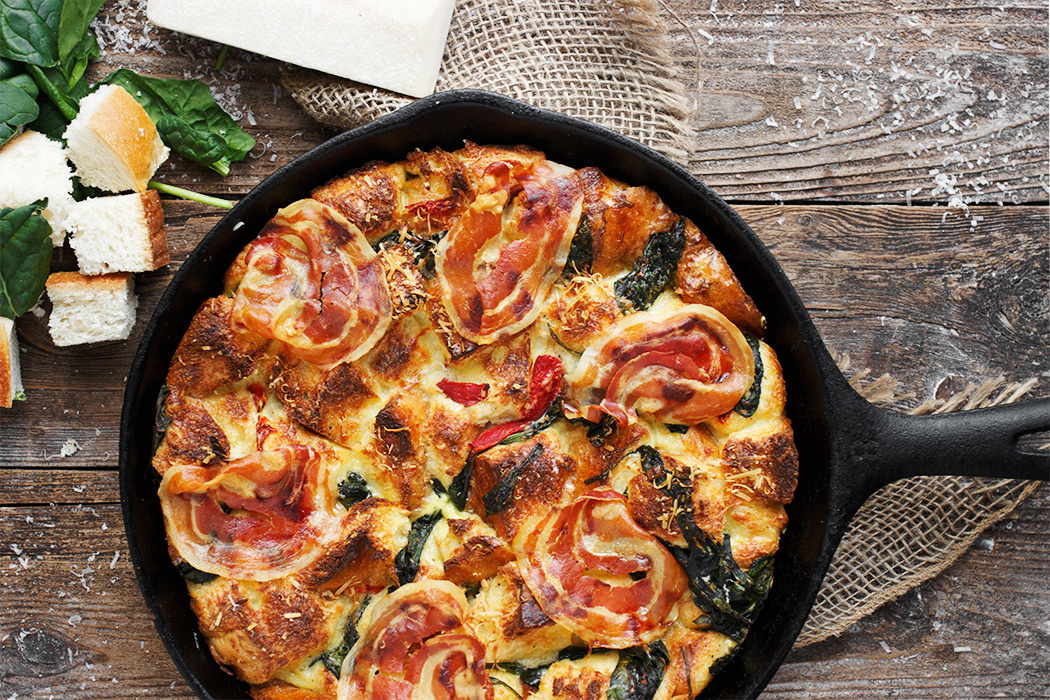 Parmesan Pancetta Bread Pudding Seasons and Suppers