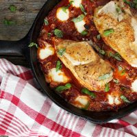 Skillet Chicken with Tomatoes, Pancetta and Bocconcini