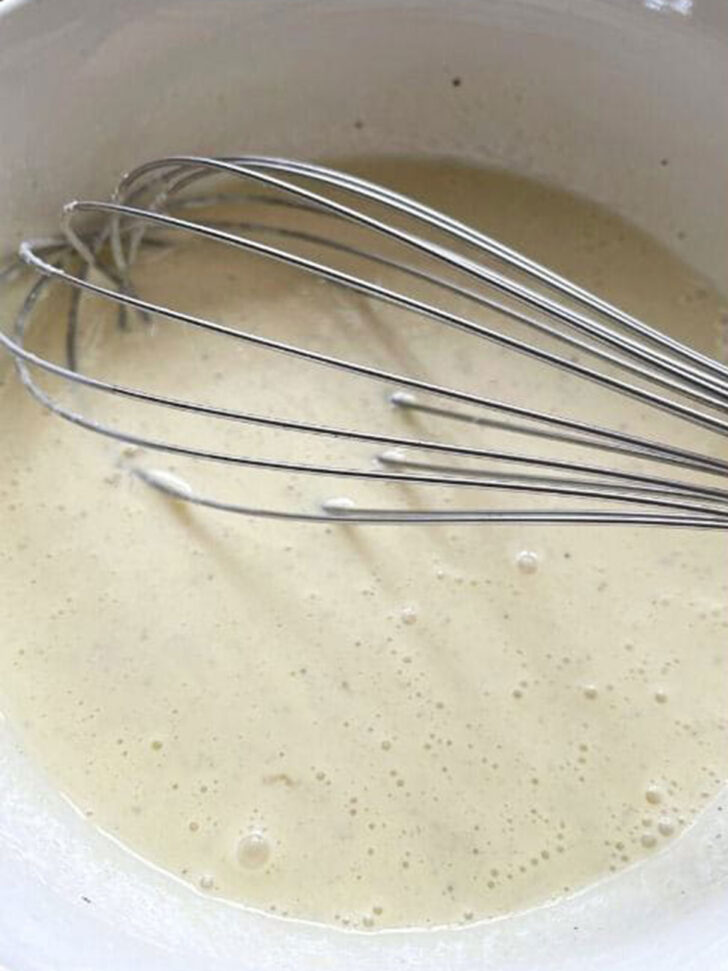 Custard mixture after whisking together.