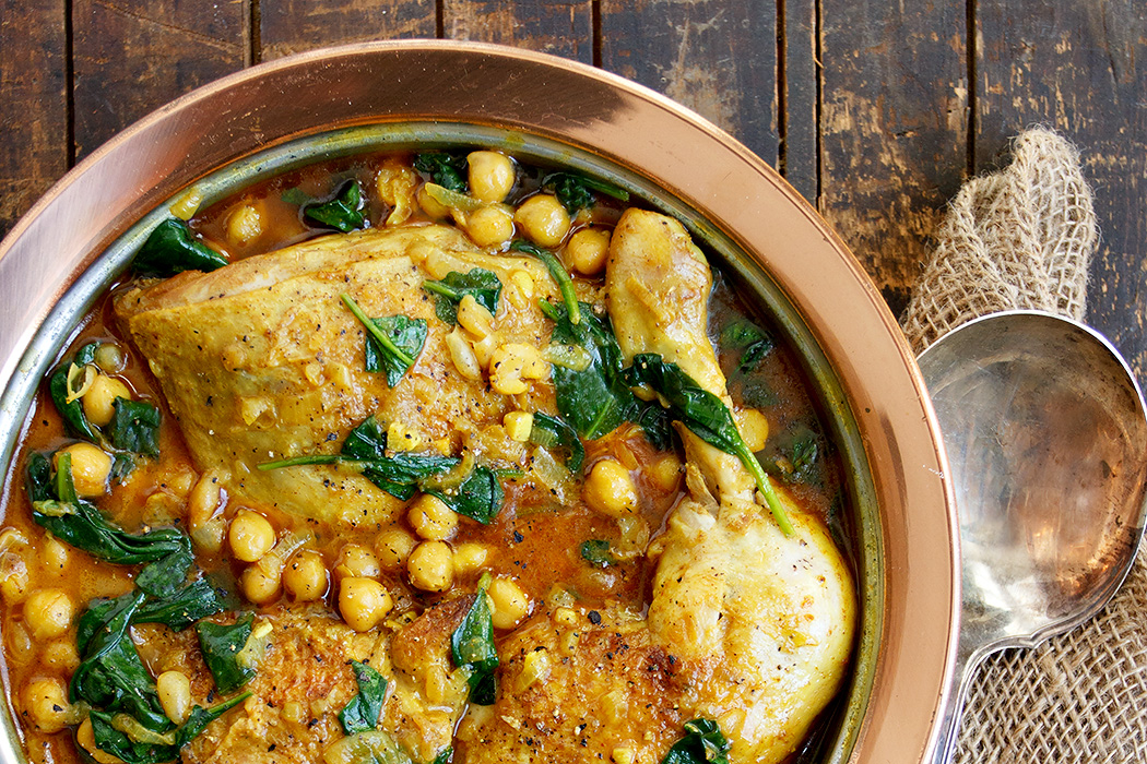 IndianSpiced Chicken with Chickpeas and Spinach
