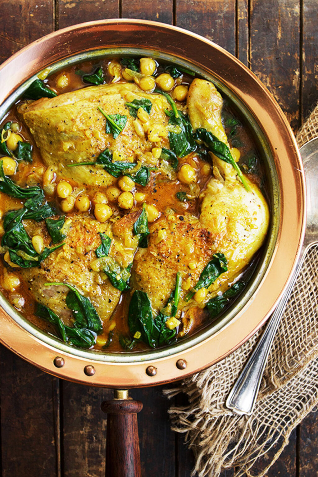 IndianSpiced Chicken with Chickpeas and Spinach