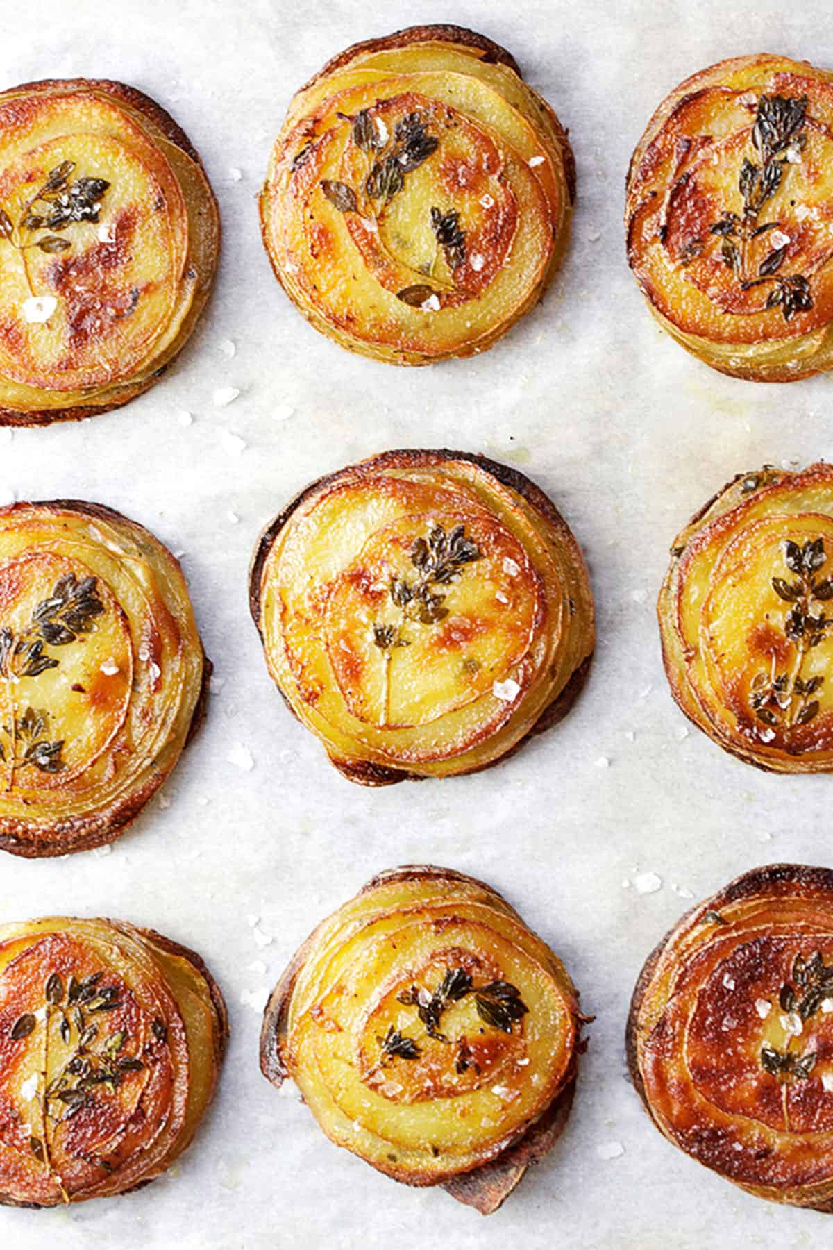 mini pommes Anna on parchment