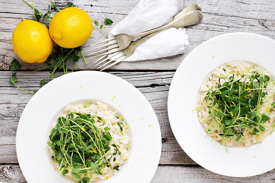 Lemon Risotto with Pea Shoots Seasons and Suppers