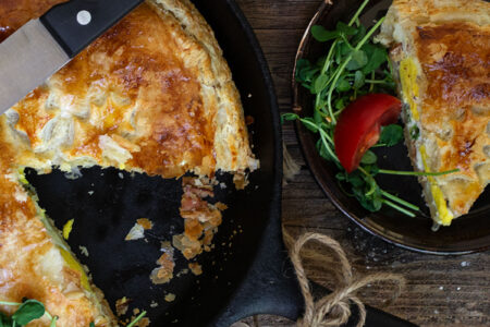Bacon and Egg Pan Pie - Seasons and Suppers