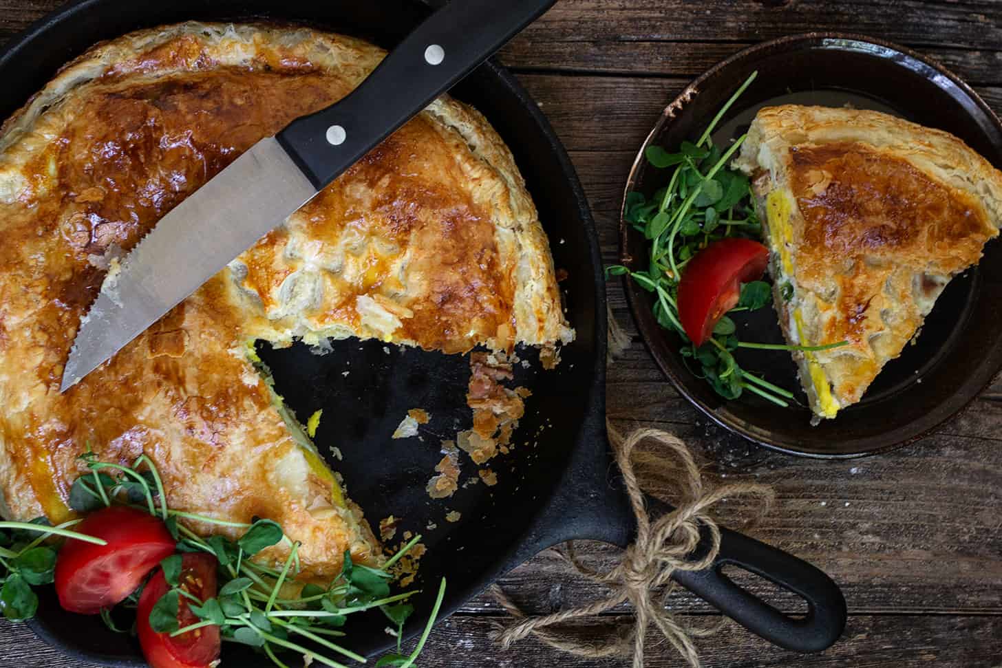 Bacon and Egg Pan Pie - Seasons and Suppers