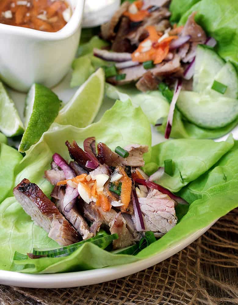 Vietnamese lettuce wraps on plate