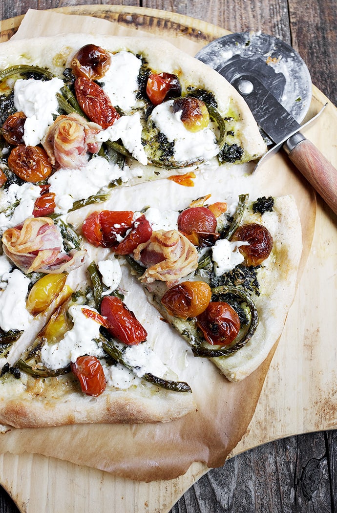 Garlic Scape and Burrata Pizza Seasons and Suppers