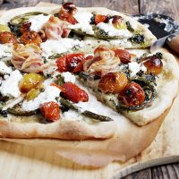 Garlic Scape and Burrata Pizza