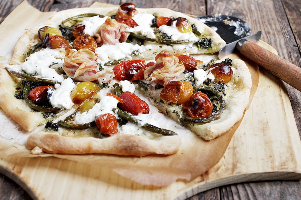 Garlic Scape and Burrata Pizza Seasons and Suppers
