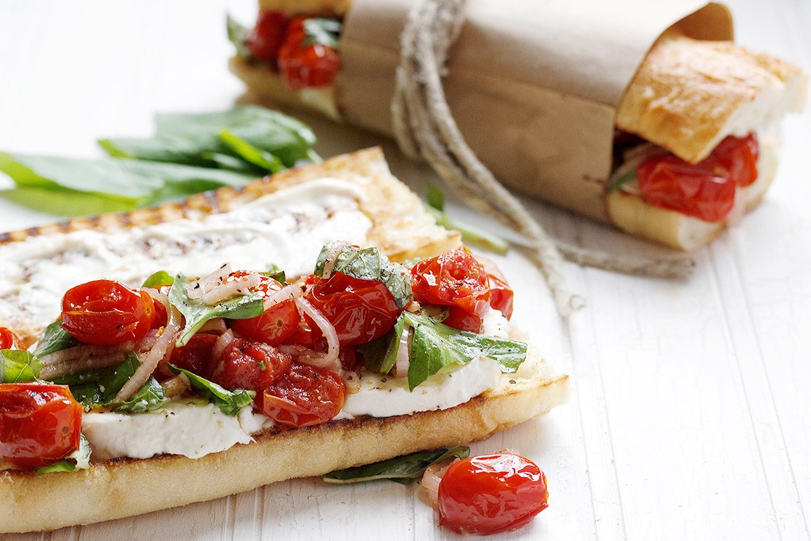 Blistered Tomato Caprese Sandwich Seasons and Suppers