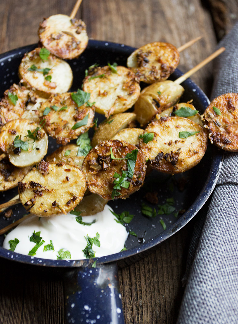 Herb and Garlic Roasted Potato Skewers Seasons and Suppers
