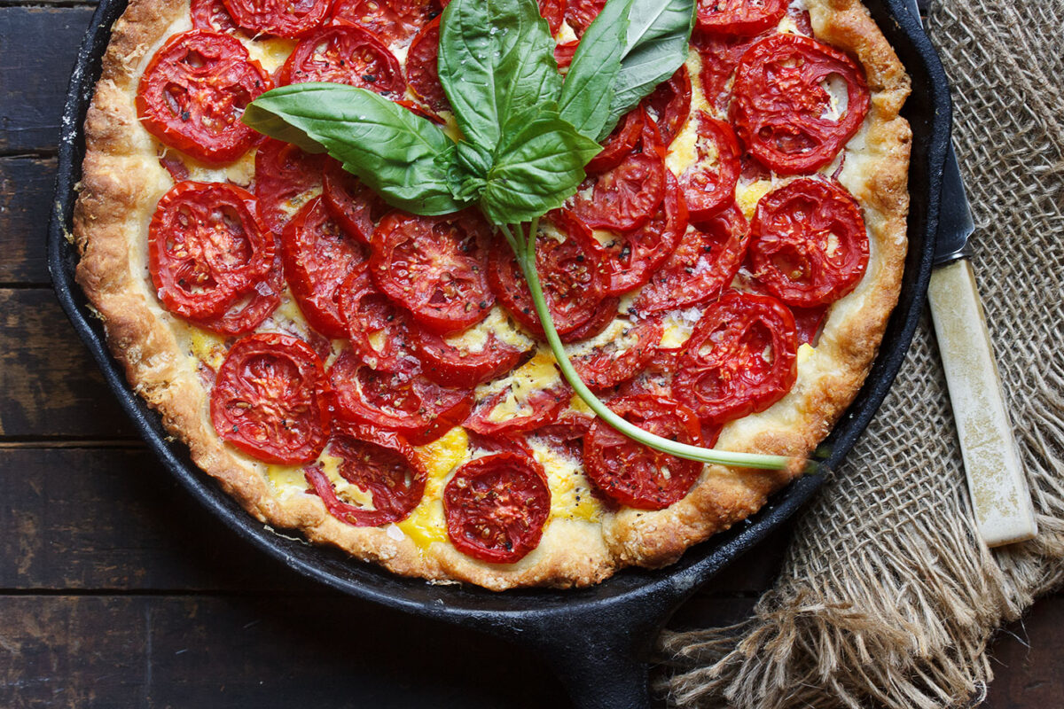 Tomato Cheese Pie with Biscuit Crust Seasons and Suppers