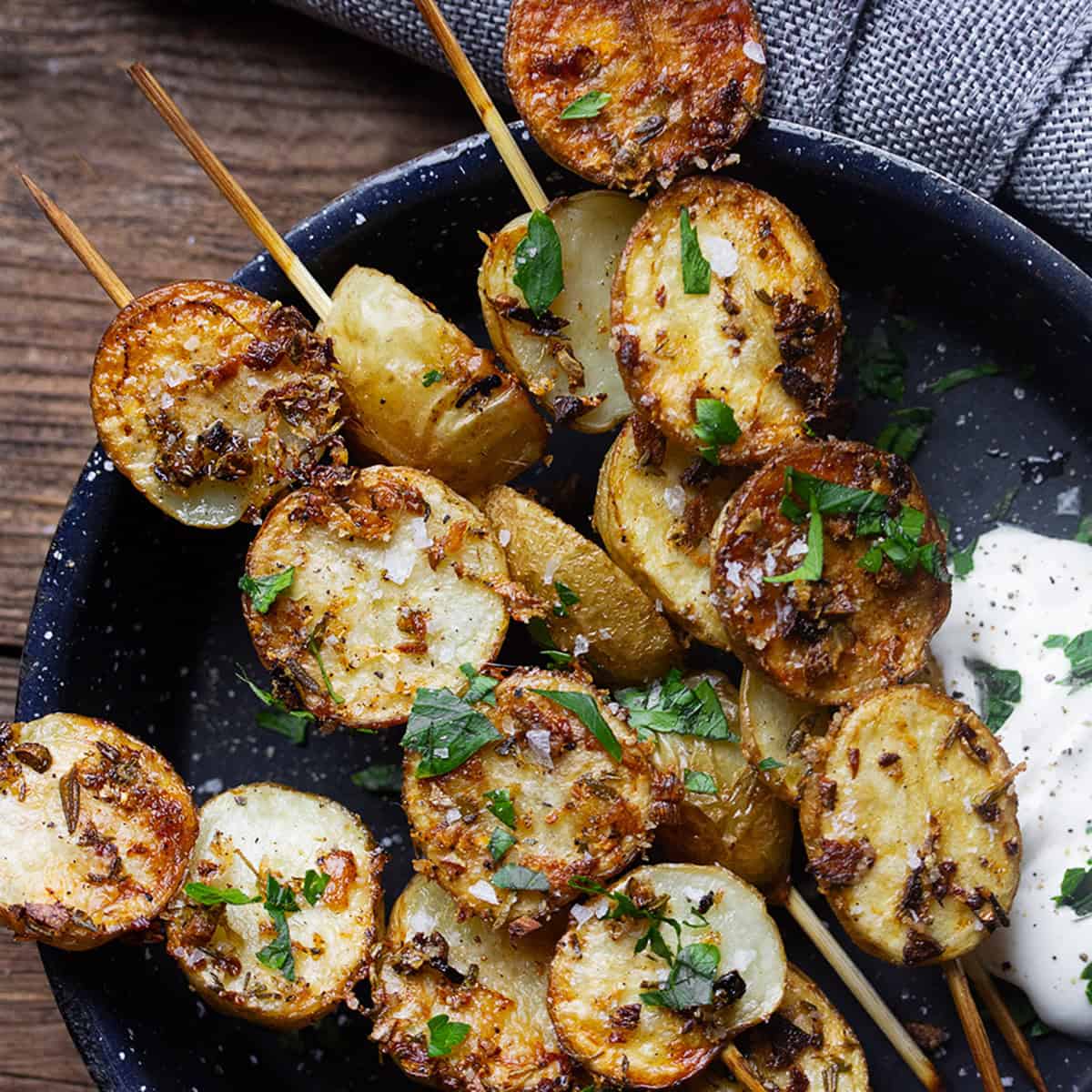 Herb and Garlic Potato Skewers