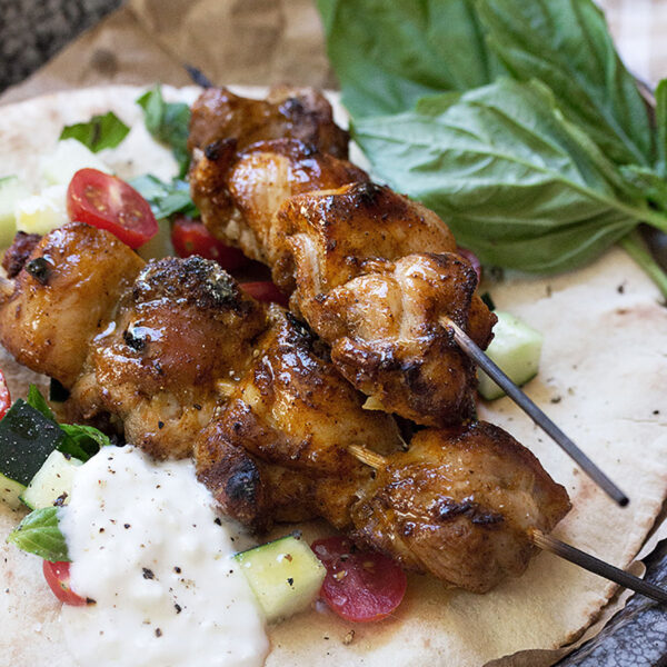 Moroccan Chicken Pitas on serving plate