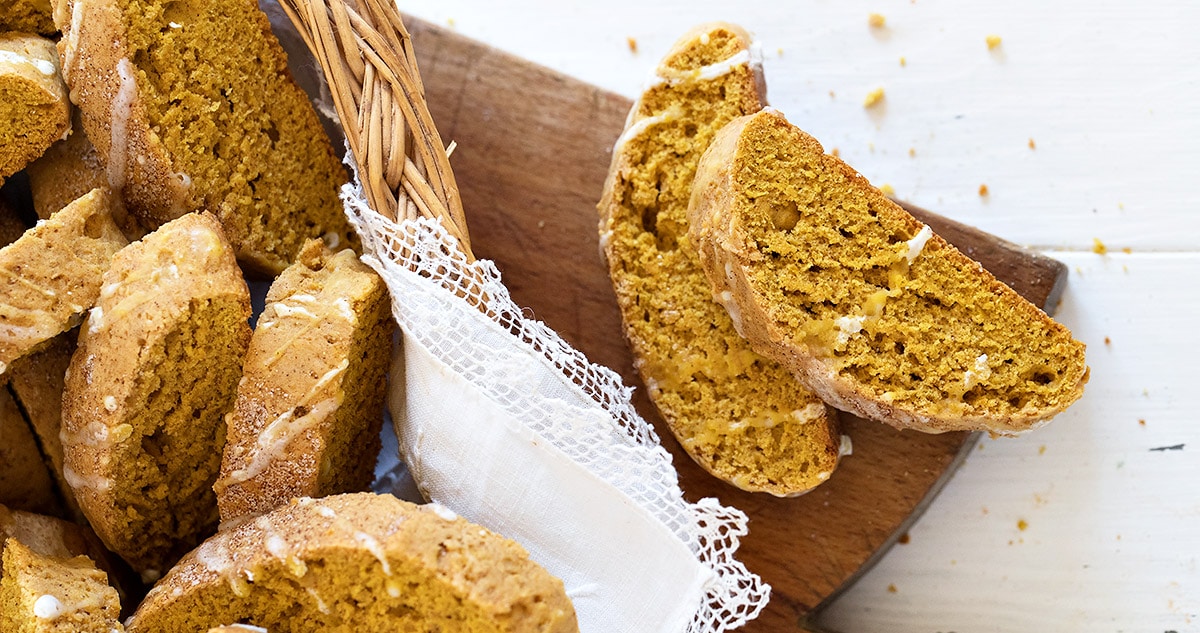 pumpkin biscotti in basket