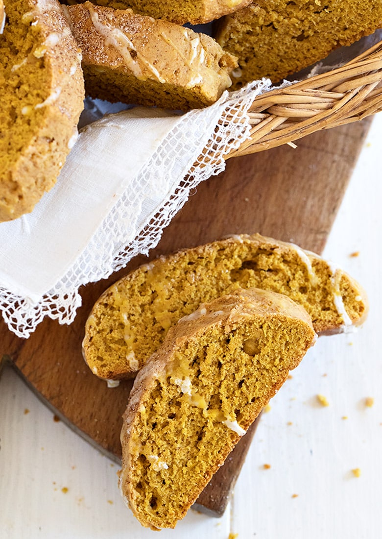 pumpkin biscotti in basket