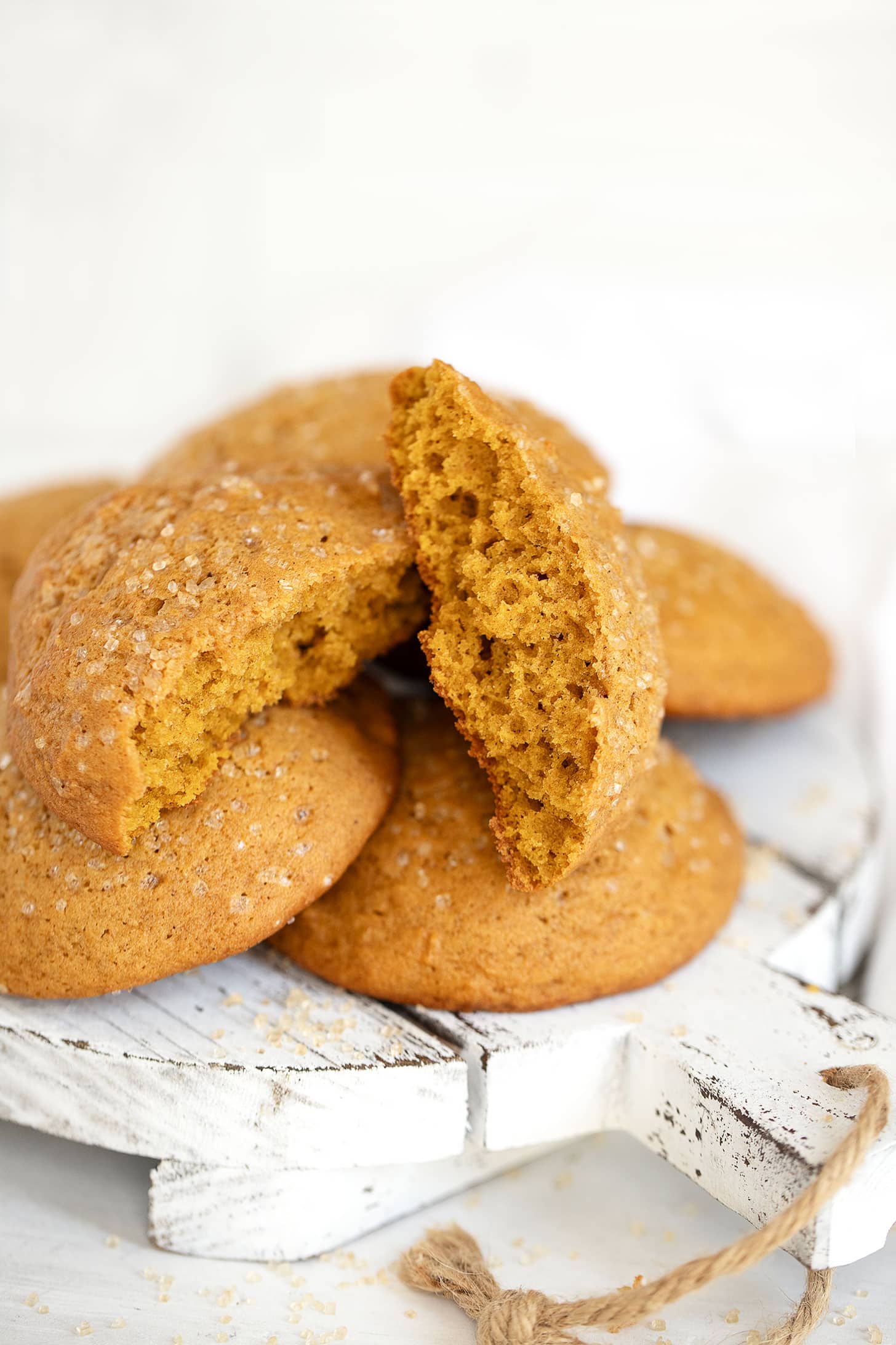 soft pumpkin cookies on serving board