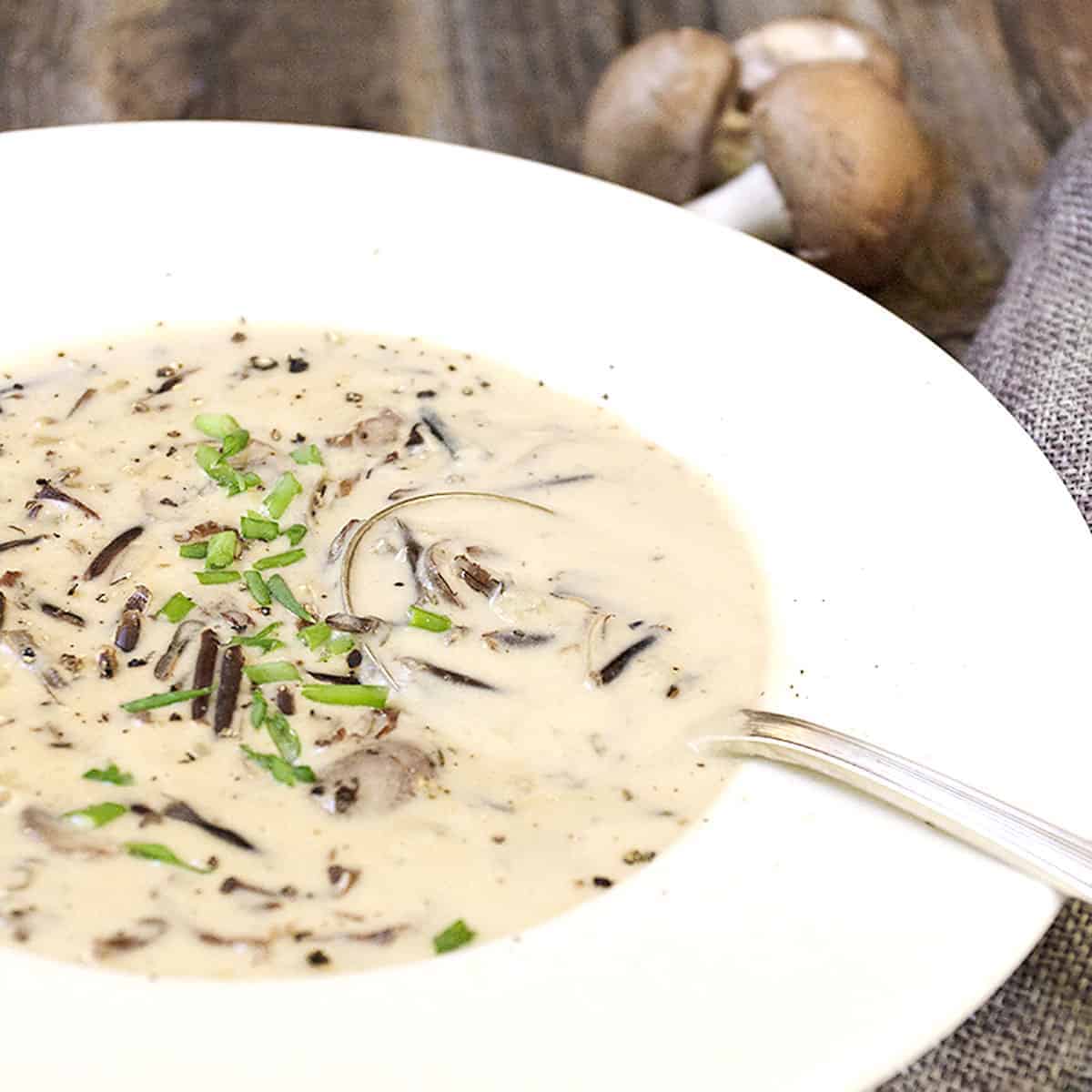 Creamy Wild Rice and Mushroom Soup