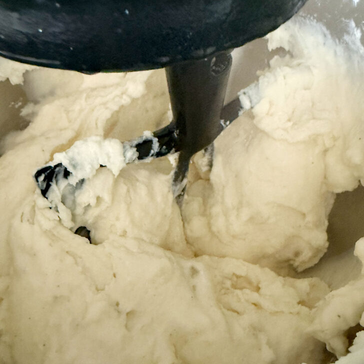 Make-ahead mashed potatoes after mixing together.