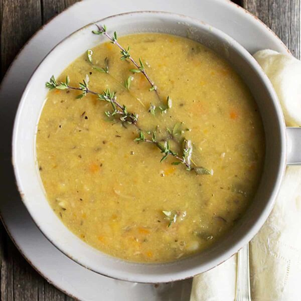 Quebec split pea soup in bowl