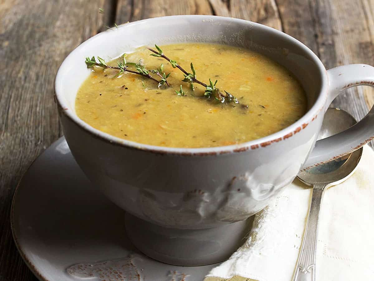 Quebec split pea soup in bowl