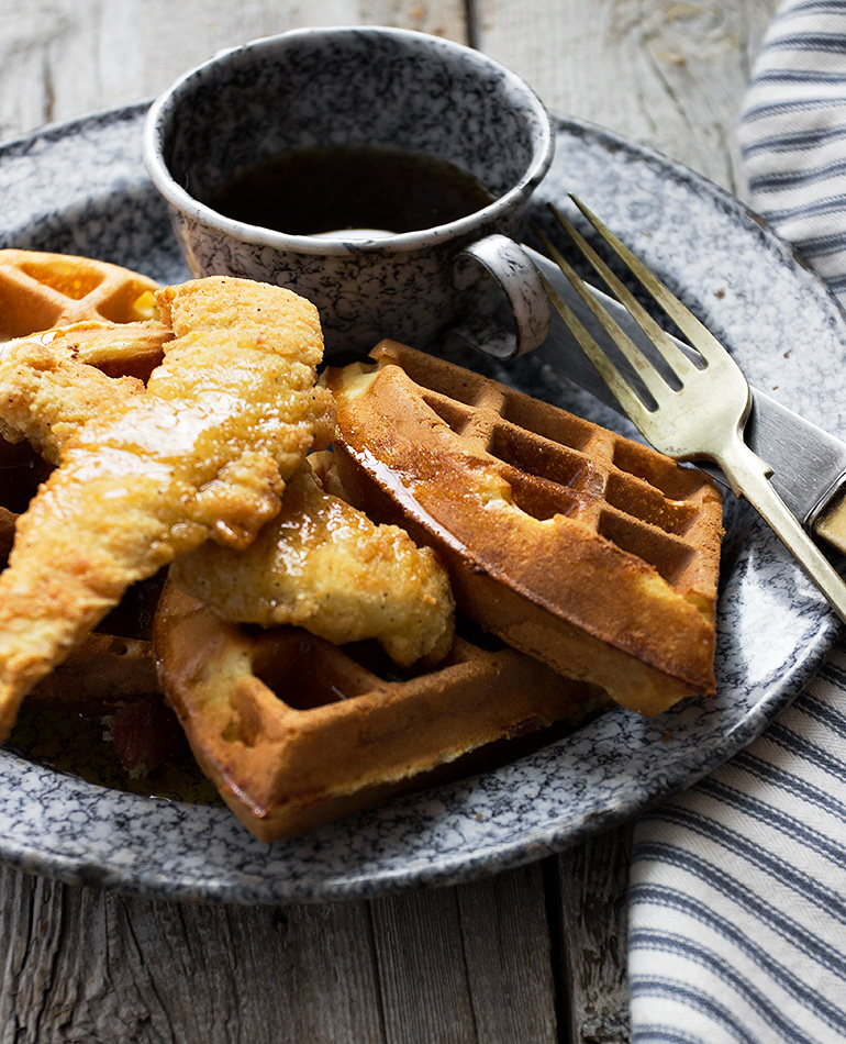 Bacon Cheddar Waffles With Chicken