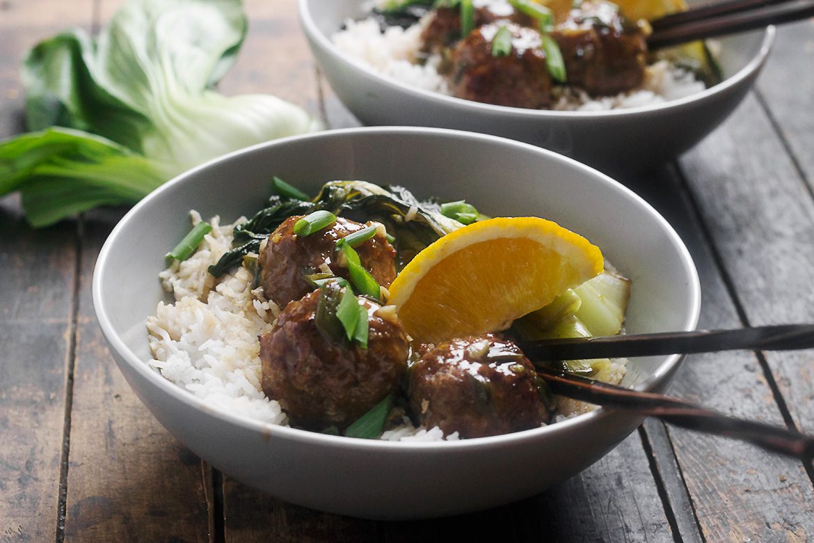 Hoisin Orange Chicken Meatball Bowl Seasons and Suppers
