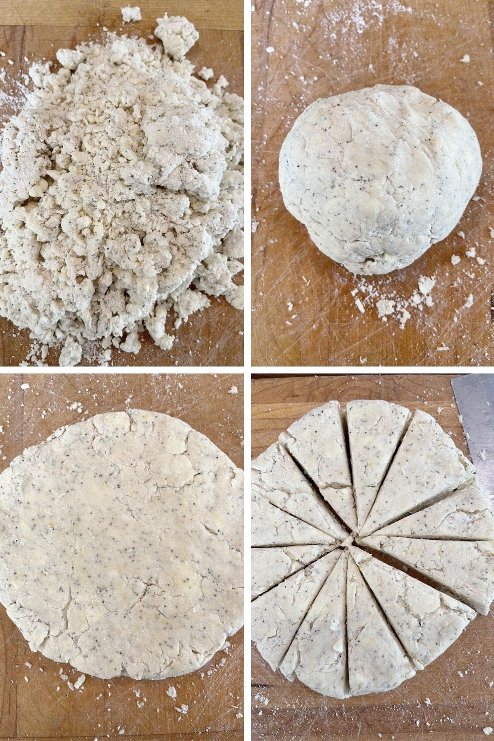 photo collage of steps to make lemon poppy seed scones 2