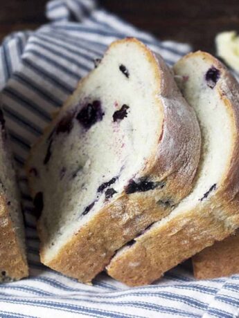 fresh blueberry yeast bread sliced