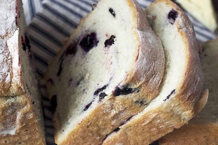fresh blueberry yeast bread sliced