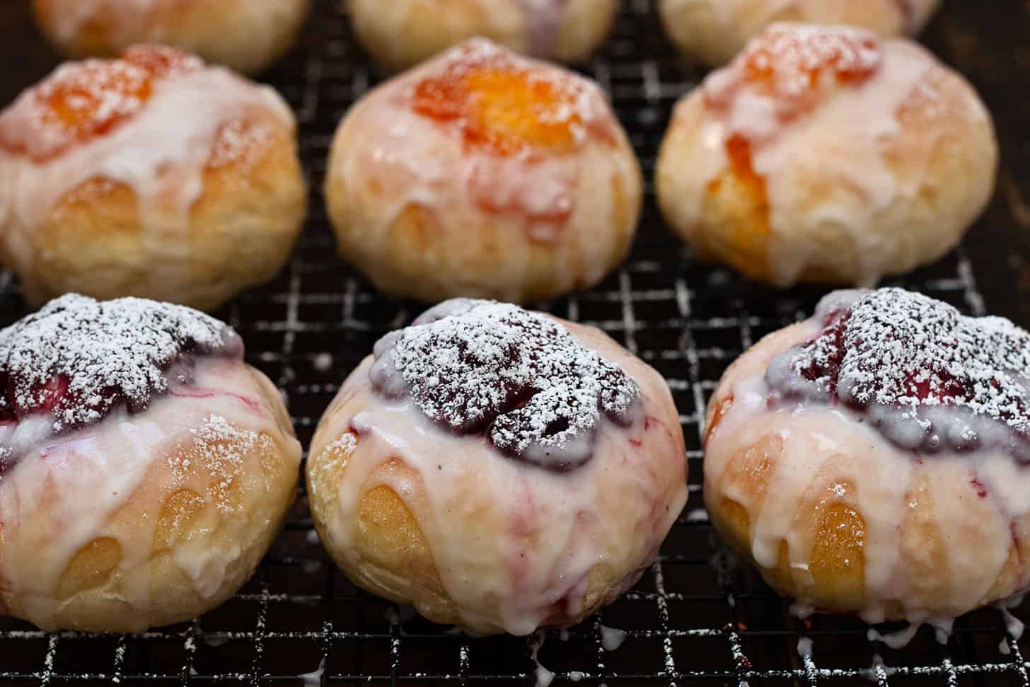 shrovetide buns on cooling rack