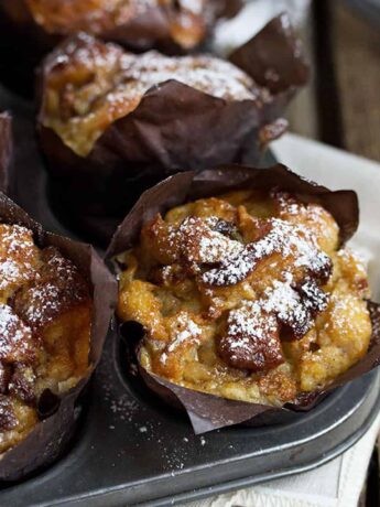 bread pudding muffins in muffin pan