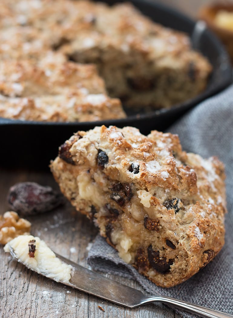 Fig and Walnut Soda Bread with Honey Butter