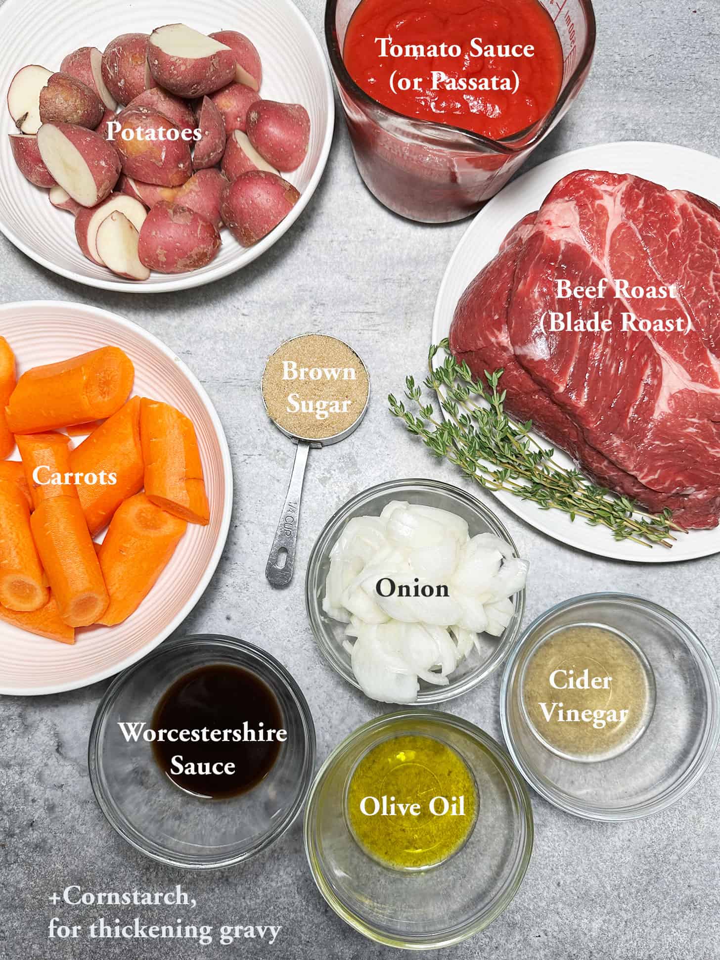ingredients for tangy tomato pot roast