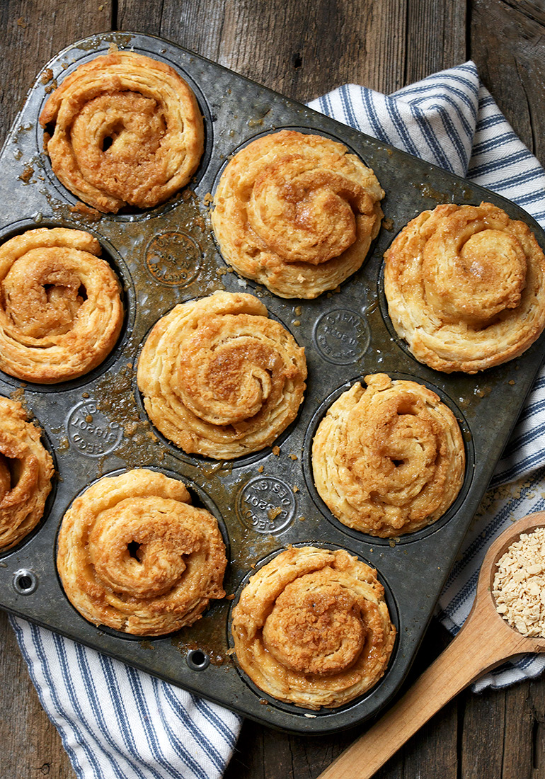 Maple Sugar Ragamuffins - flaky biscuits, rolled up with maple sugar and butter