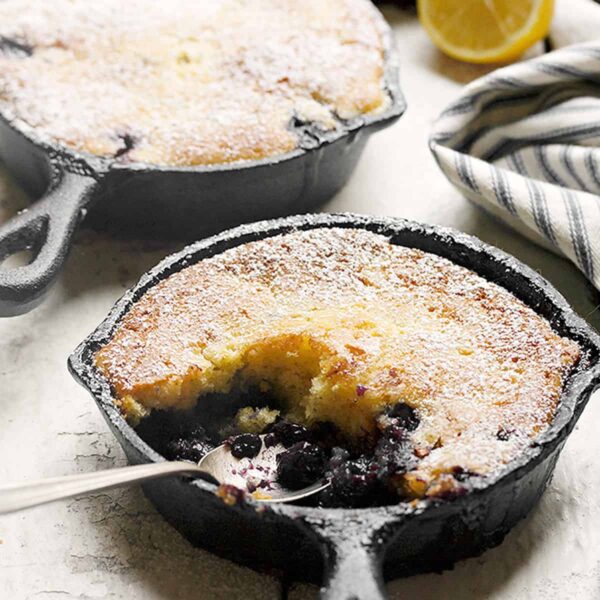 blueberry pudding cakes in mini skillets