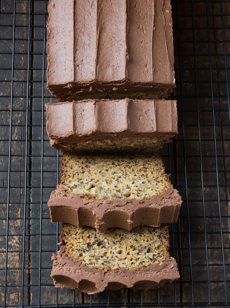 Banana Bread with Chocolate Buttercream Frosting