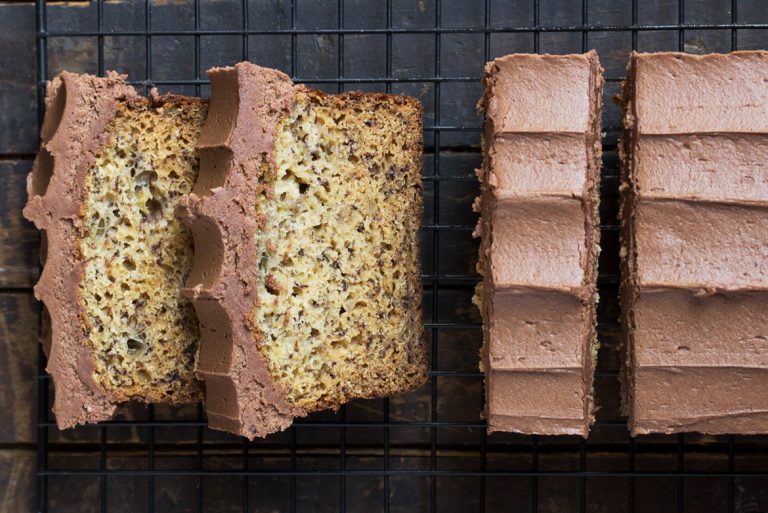 Chocolate Buttercream Frosted Banana Bread