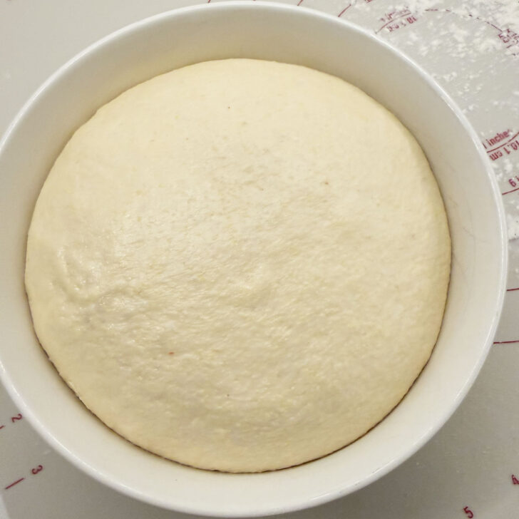 Pizza dough after rising.