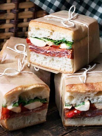 pressed sandwiches cut and wrapped